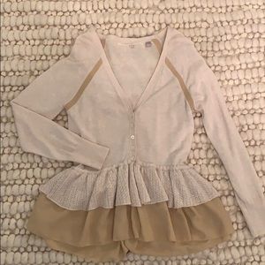 Anthropologie tan and cream cardigan